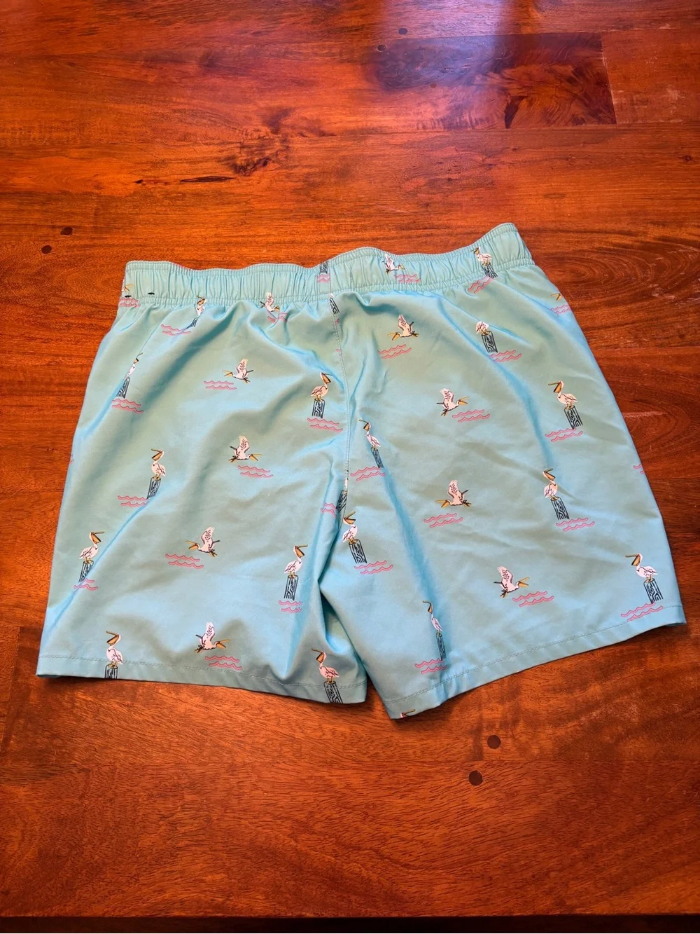 Hollister Men's Mint Blue Pelican Print Swim Trunks - Adult S